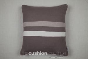 elegant stonewashed linen cushion with 2 horizontal stripes in subtle grey hues