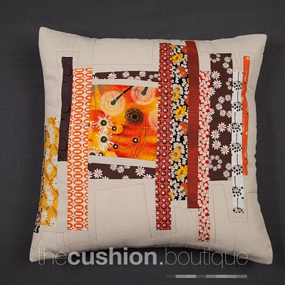 Abstract Patchwork in Retro/Vintage fabrics with linen