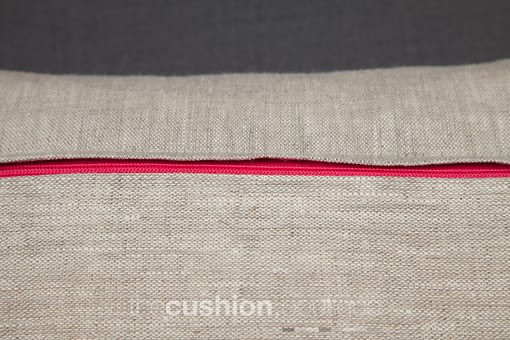 Pink zip to complement the Chambray Pink cushion front