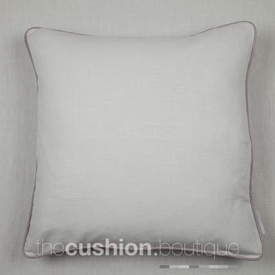 Classic elegant stonewashed linen handmade cushion in soft greys with piping detail