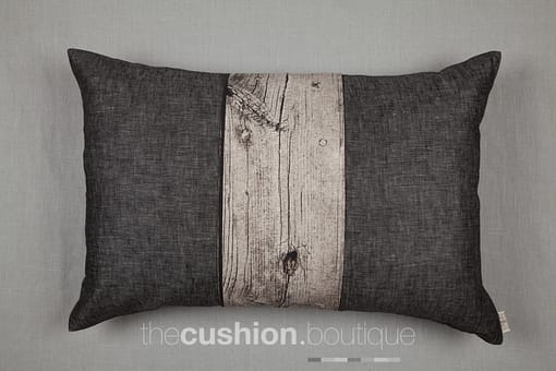 Dark grey Chambray with detailed overlaid pleat in wood effect fabric